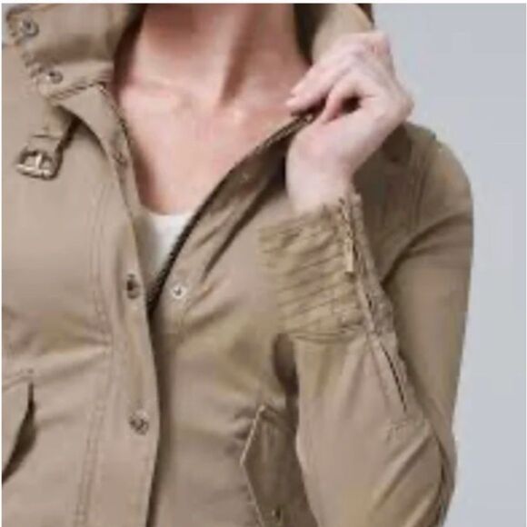 EUC White House Black Market Zip Front Military Jacket 10 - Picture 2 of 13